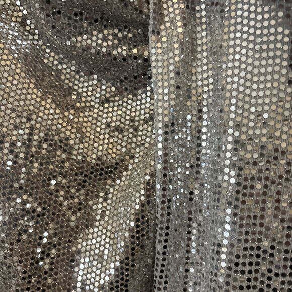 Bebe Silver Dress Sequin Maxi Small Prelude Bolero Shrug Party Gown Cocktail EUC - Picture 6 of 7